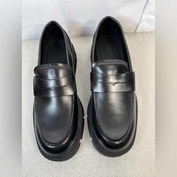 Zara Womens Black Chunky Platform Loafers  Slip On Shoes Size 43 Us 11 - Picture 3 of 12